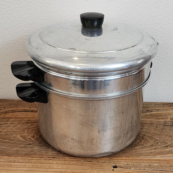 Comet Aluminum Steamer Pot Rice Pasta Cooker Vintage Mid Century 3 Piece Set USA - Picture 3 of 10